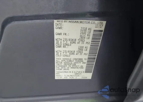2018 Nissan Murano S from USA, damaged, VIN 5N1AZ2MGXJN117453